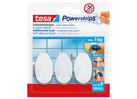 Haken tesa Powerstrips® SMALL Ovaal zelfklevend verwijderbaar wit 3 stuks
