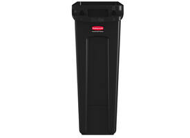 Afvalbak Rubbermaid Slim Jim Vented met luchtsleuven 60 liter zwart