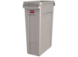 Afvalbak Rubbermaid Slim Jim Vented met luchtsleuven 87 liter beige