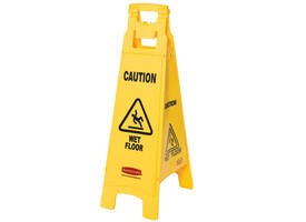 Waarschuwingsbord Rubbermaid vierzijdig Engels 97cm geel