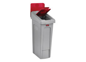 Deksel Rubbermaid Slim Jim Recyclestation gesloten rood