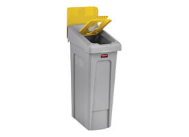 Deksel Rubbermaid Slim Jim Recyclestation inwerpopening voor gemengde recycling geel