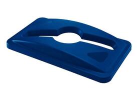 Deksel Rubbermaid Slim Jim Vented inwerpopening voor gemengde recycling blauw