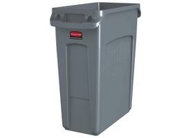 Afvalbak Rubbermaid Slim Jim Vented met luchtsleuven 60liter grijs