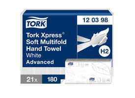 Handdoek Tork H2 Xpress Advanced multifold 2-laags 212x255mm 21x180 vel wit 120398
