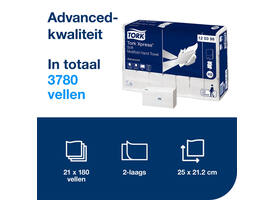 Handdoek Tork H2 Xpress Advanced multifold 2-laags 212x255mm 21x180 vel wit 120398