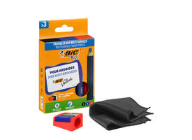 Whiteboardpotlood BicKids Multi Surface + puntenslijper/doekje ass 3st