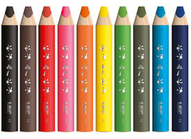 Kleurpotloden BicKids Multi Surface + puntenslijper assorti 10 stuks