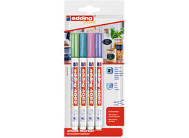 Krijtstift edding 4085 by Securit rond 1-2mm mtl assorti blister à 4st