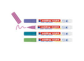 Krijtstift edding 4085 by Securit rond 1-2mm mtl assorti blister à 4st