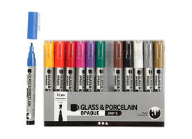 Glas- & Porseleinstiften Creativ Company 1-2mm set à 12 kleuren