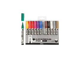 Glas- & Porseleinstiften Creativ Company 1-2mm set à 12 kleuren