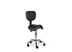 Zadelkruk Office rugleuning laag harde wielen zw