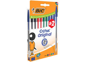Balpen Bic Cristal medium assorti blister à 8+2 gratis