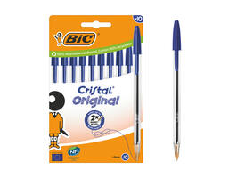 Balpen Bic Cristal medium blauw blister à 10 stuks