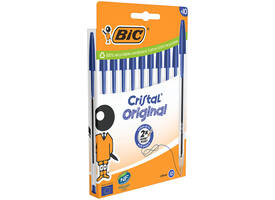 Balpen Bic Cristal medium blauw blister à 10 stuks