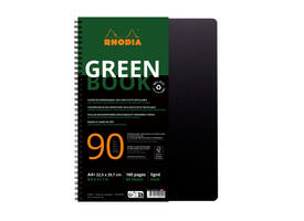 Notitieboek Rhodia Greenbook A4+ lijn 4-gaats 180 pagina's 90gr zwart