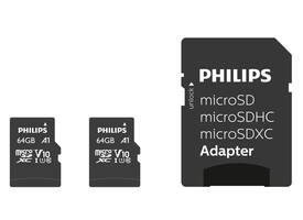 Geheugenkaart Philips micro SDXC Class 10 UHS-I U1 64GB 2 stuks