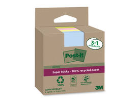 Memoblok 3M Post-it 654 RSSCOL 76x76mm assorti kleur 3+1 gratis