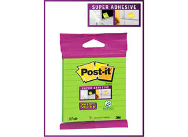 Memoblok 3M Post-it XL-LL Super Sticky 101mmx101mm groen met lijn 70 vel