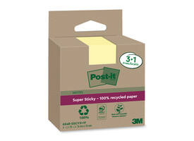 Memoblok 3M Post-it 654 RSSCOL 76x76mm geel 3+1 gratis