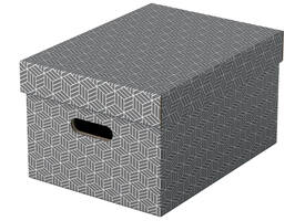 Opbergdoos Esselte home middelgroot 265x205x365mm grijs 3 stuks