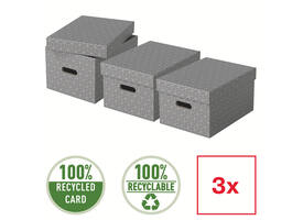 Opbergdoos Esselte home middelgroot 265x205x365mm grijs 3 stuks