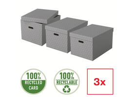 Opbergdoos Esselte home groot 355x305x510mm grijs 3 stuks
