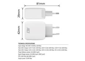 Oplader ACT 20w 2-poorts usb a+c wit