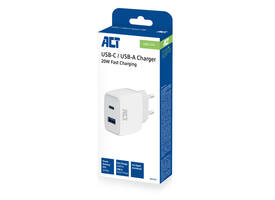 Oplader ACT 20w 2-poorts usb a+c wit