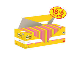 Memoblok 3M Post-it 654-COL 76x76mm kleur ass voordeelpak