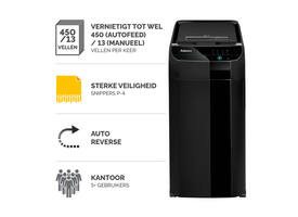 Papiervernietiger Fellowes Automax 450C snippers 4x38mm zwart