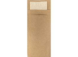 Bestekzakje IEZZY 190x85mm kraft met gerecycled servet 500st