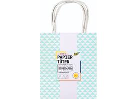 Tas met handvat Folia kraftpapier 115gr 18x21x8cm wit set à 3 dessins