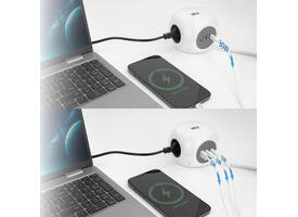 Stekkerblok ACT 3 voudig  inclusief 2x USB C/A 1.5 meter wit/grijs