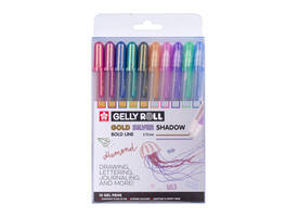 Gelschrijver Sakura Gelly Roll Gold Silver Shadow set à 10 kleuren