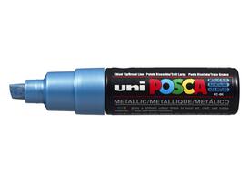 Paintmarker Uni POSCA PC8K breed schuin metallic blauw