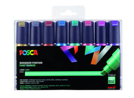 Paintmarker Uni POSCA PC8K breed schuin metallic assorti set à 8 stuks