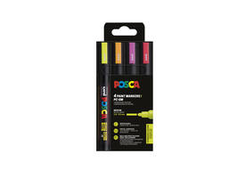 Paintmarker Uni POSCA PC5M medium fluor assorti set à 4 stuks