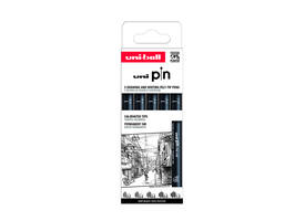 Fineliner Uni-ball Pin ASP009 set à 5 breedtes zwart