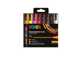 Paintmarker Uni POSCA PC5M medium warm assorti set à 8 stuks