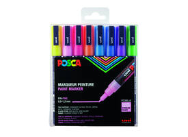 Paintmarker Uni POSCA PC3M fijn glitter pastel assorti set a 8 stuks