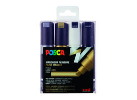 Paintmarker Uni POSCA PC8K breed schuin assorti set à 4 stuks