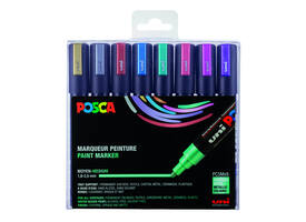 Paintmarker Uni POSCA PC5M medium metallic assorti set à 8 stuks