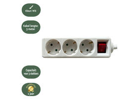 Stekkerdoos BRASQ  3 voudig 3 meter wit