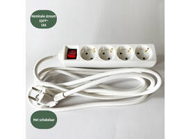 Stekkerdoos BRASQ  4 voudig 3 meter wit