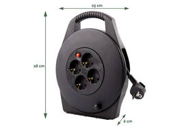 Kabelhaspel BRASQ  4 voudig 10 meter zwart