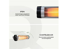 Terrasverwarmer BRASQ PHW200 hangend elektrisch met afstandbediening