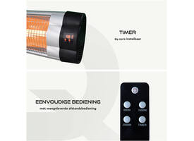 Terrasverwarmer BRASQ PHW200 hangend elektrisch met afstandbediening