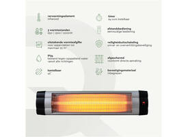 Terrasverwarmer BRASQ PHW200 hangend elektrisch met afstandbediening